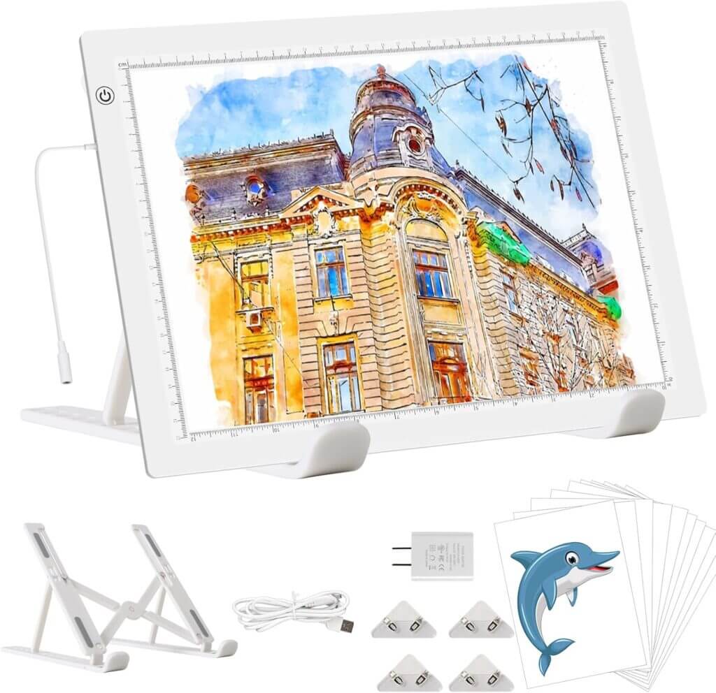 Dimmbarer A4 Leuchttisch mit 8000 Lux Helligkeit und stabilem Ständer – 57% Rabatt