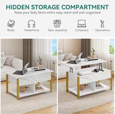 YITAHOME Couchtisch mit Anhebbarer Platte