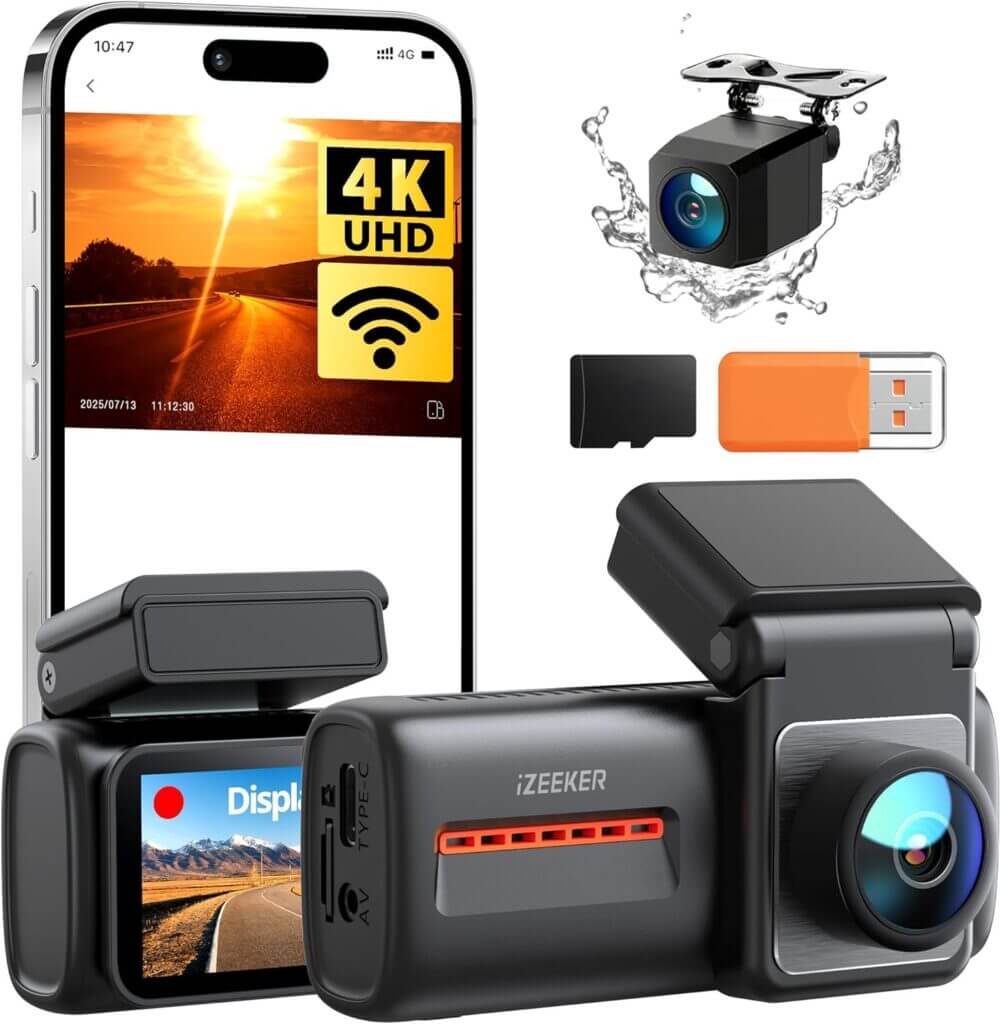 iZEEKER 4K Dashcam mit Kamera nach vorn und hinten – 28% Rabatt
