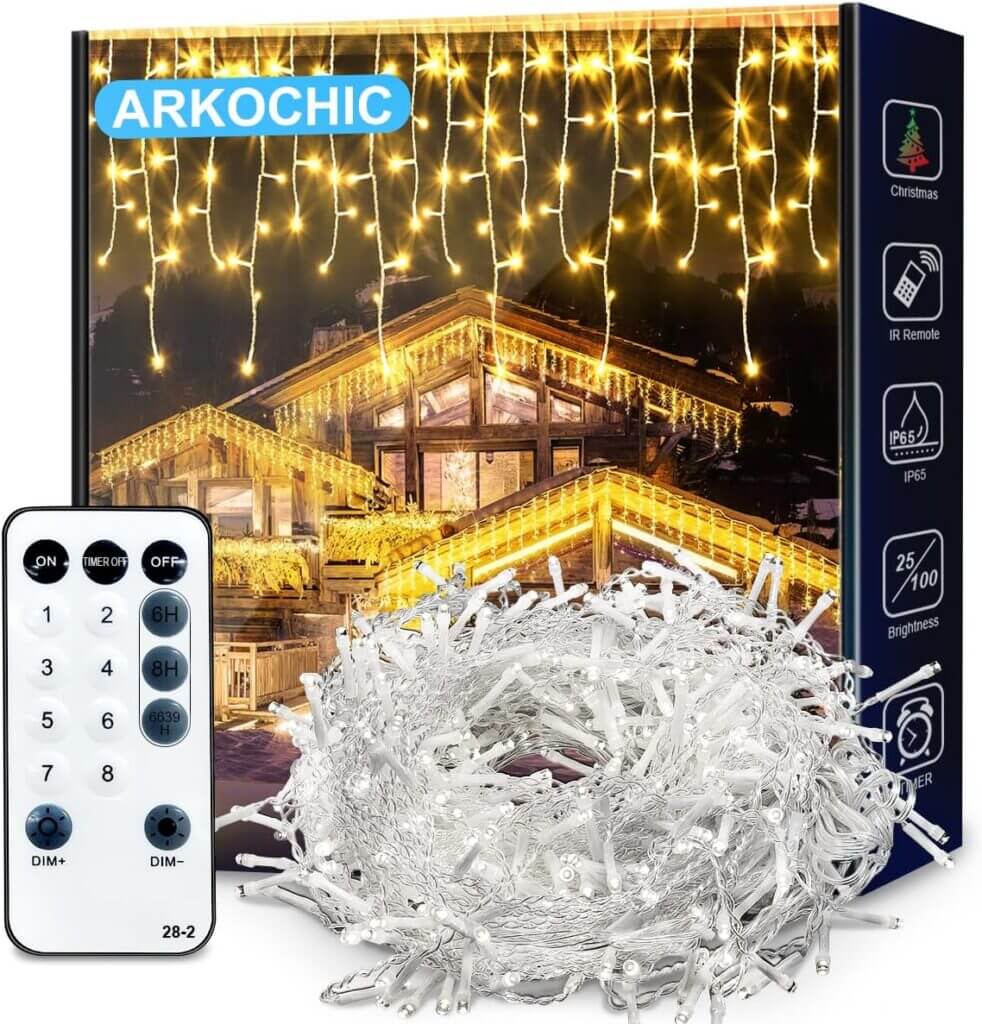 ARKOCHIC 10M Lichterkette Eisregen Außen – 60% Rabatt