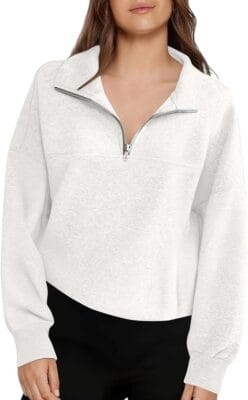Damen Half Zip Pullover beige b