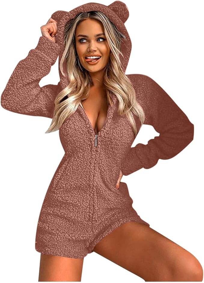 Damen Jumpsuit mit Teddy Ohren – 50% Rabatt