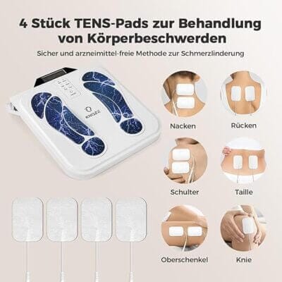 Fußmassagegerät mit 10 Modi - 50% Rabatt 2 Fußmassagegerät Durchblutungs-Stimulator mit EMS & TENS, Fußmassagegerät mit 10 Modi & 50 Intensitätsstufen