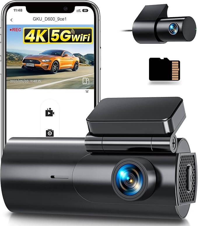 GKU Dashcam Auto 4K+1080P – 44% Rabatt
