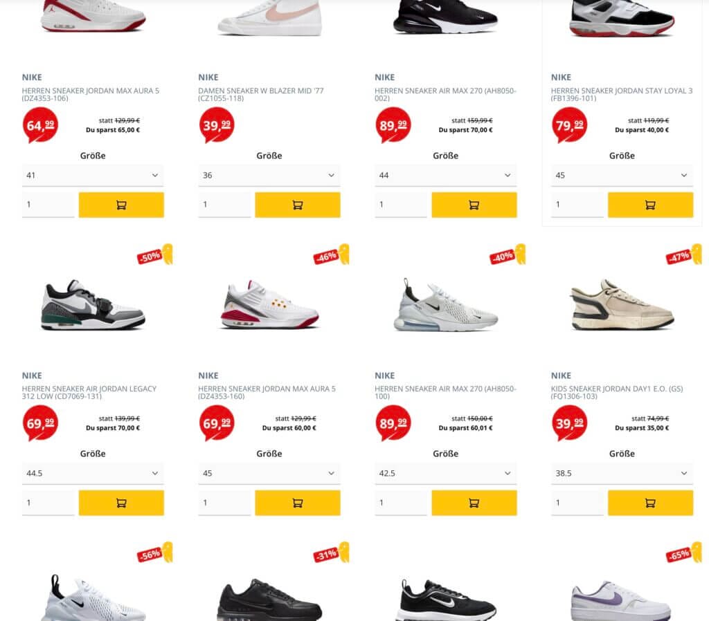 Nike Sneaker Angebote – Bis zu 65% Rabatt