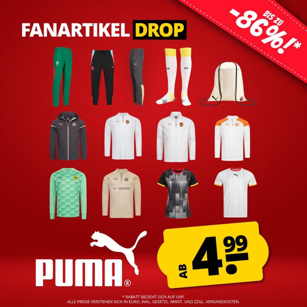 PUMA Fanartikel Sale – Bis zu 86% Rabatt
