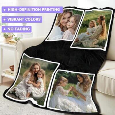 Personalisierte Decke mit Foto und Text