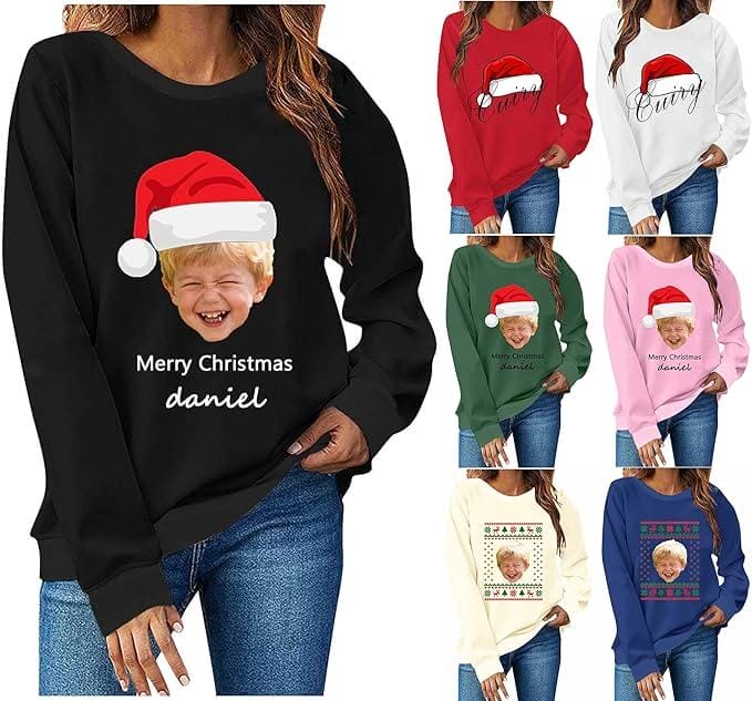 Personalisierbarer lustiger Damen Weihnachtspullover – 70% Rabatt