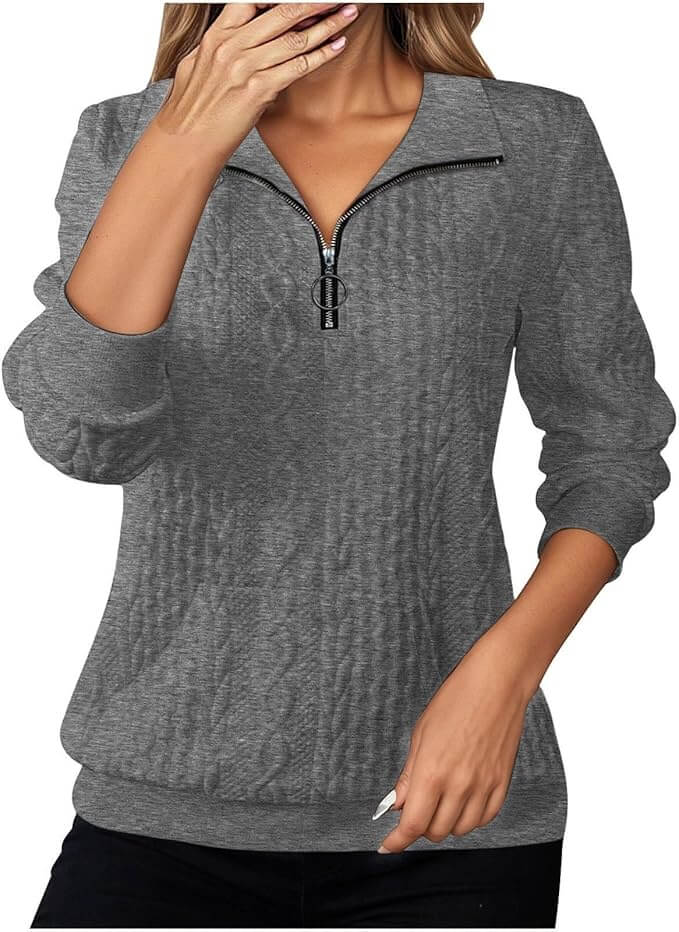 Damen Pullover mit Halbreißverschluss in verschiedenen Farben – 50% Rabatt