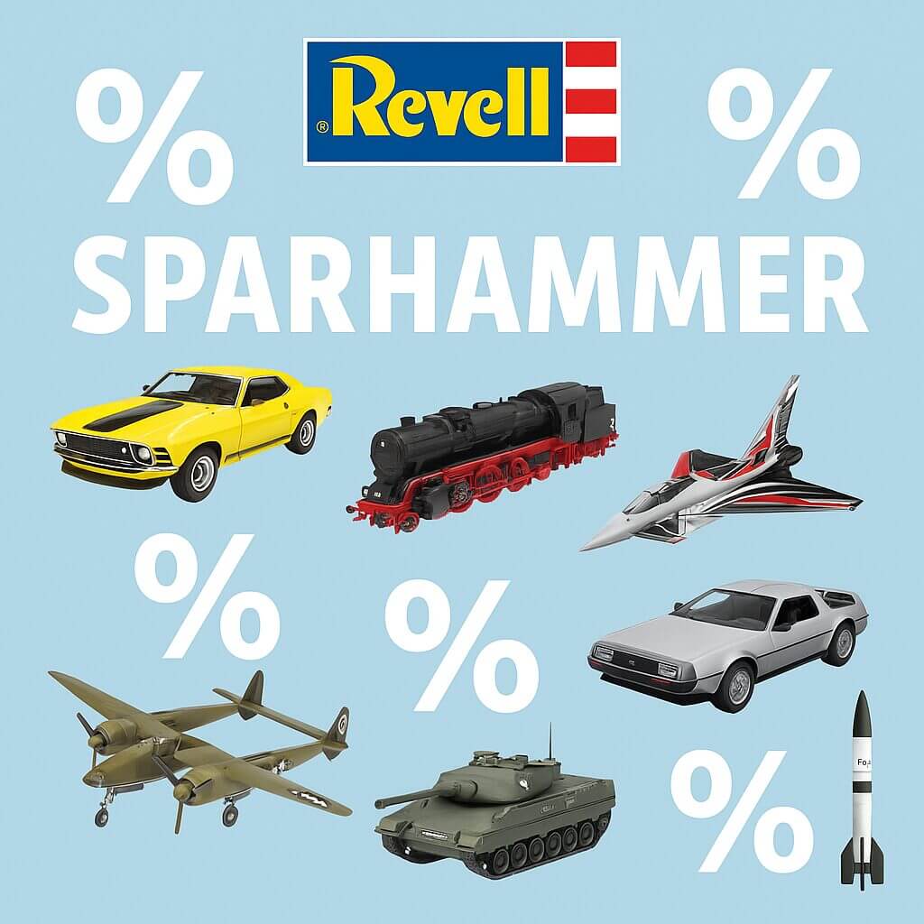 Sparpreise bei Revell – hier leuchten die Augen von Modellbauern – bis zu 43% Rabatt