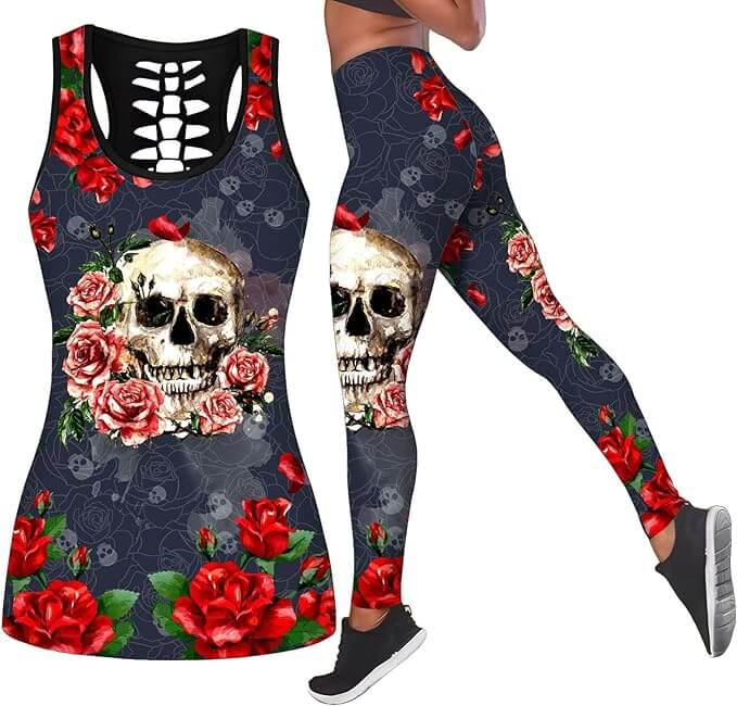 Damen Sweatsuit Set mit Druck Damen Totenkopf – 50% Rabatt