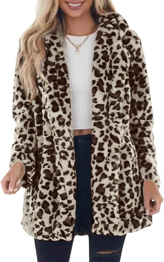 Damen Leopard Teddyjacke – 30% Rabatt
