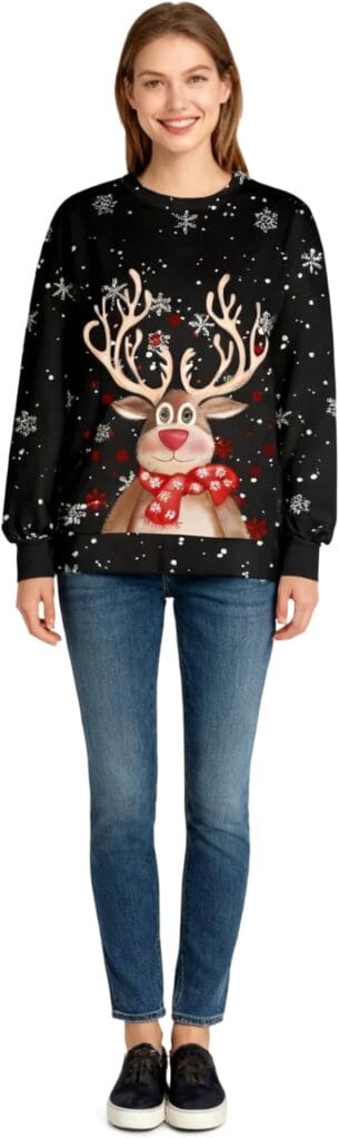 Weihnachtspullover mit Rentierprint – 50% Rabatt