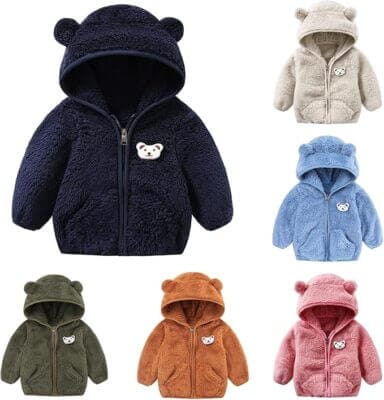 Winterjacke Hoodie Fleecejacke mit Bärenohren