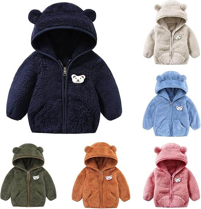 Winterjacke Hoodie Fleecejacke mit Bärenohren – 50% Rabatt