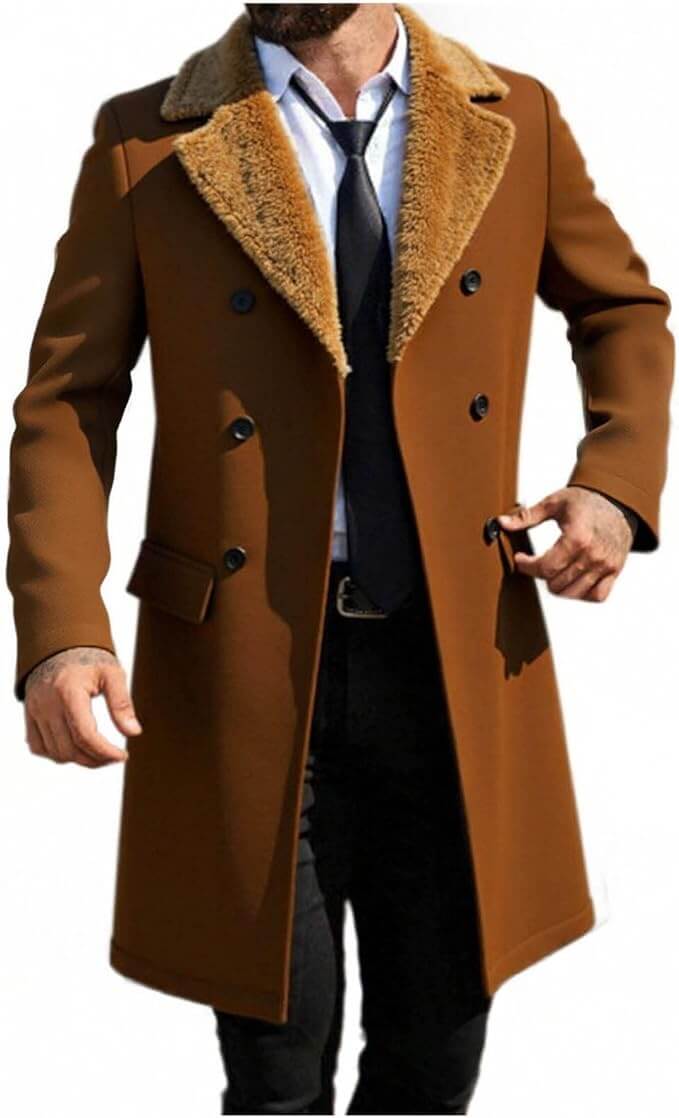 Langer Herren Wollmantel – 60% Rabatt