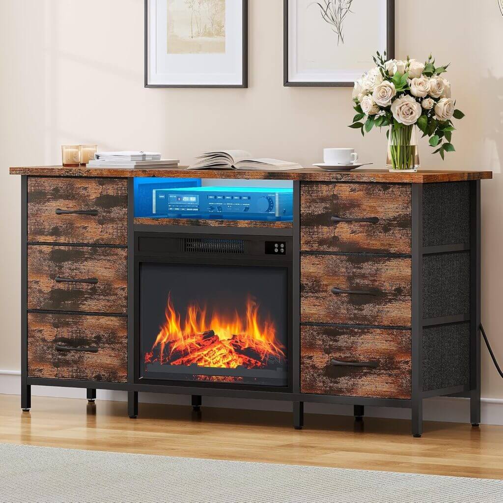 YITAHOME Kommode mit Schubladen und Elektrokamin – 20% Rabatt