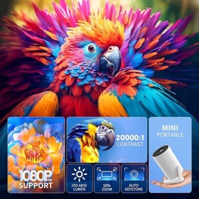 YOTON Y4 Mini Beamer mit Android 13, Smart Projektor 1080P Unterstützung mit WiFi & Bluetooth