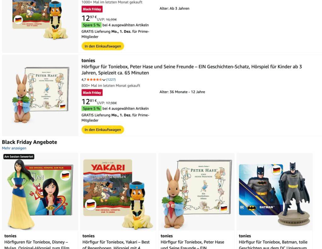 Black Friday Angebote für Tonies Hörfiguren