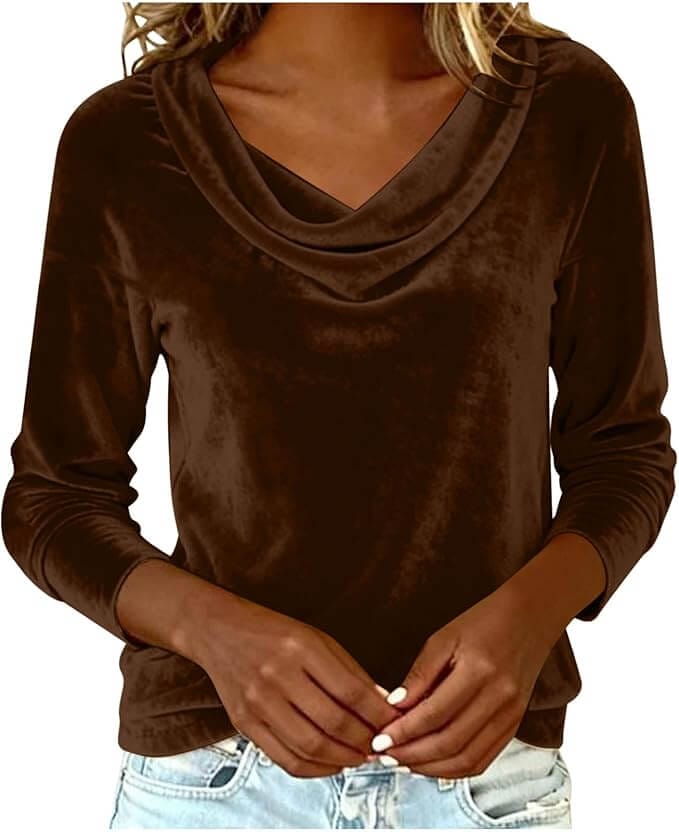 Damen Samt Langarmshirt – 50% Rabatt