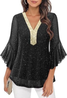 Glitzer Bluse fuer Damen