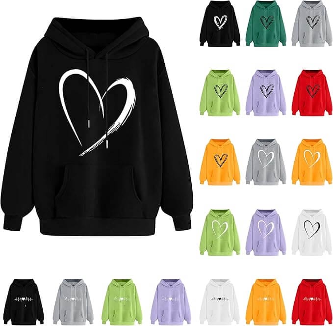Hoodie Damen Liebesherz Druck – 50% Rabatt