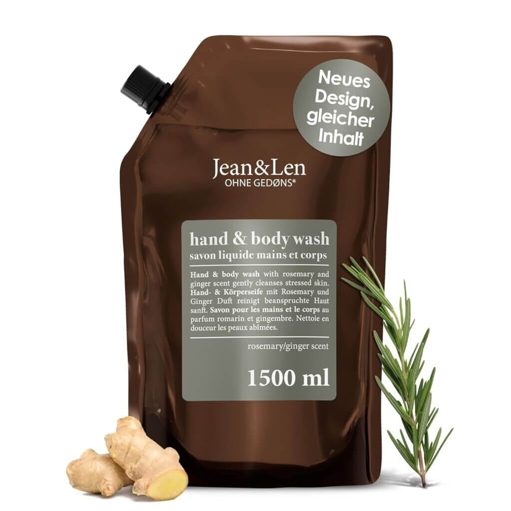 Jean & Len Hand & Body Wash Rosemary und Ginger im Nachfüllbeutel – 40% Rabatt