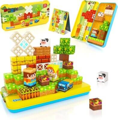 Magnetbausteine mit Metallbox für Jungen und Mädchen ab 3+ Jahre