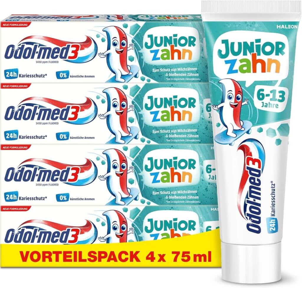Odol-med3 Junior Zahncreme 4 x 75ml – 37% Rabatt