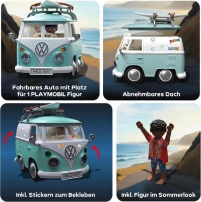 PLAYMOBIL Collector Cars Volkswagen T1 Camper - 30% Rabatt 2 Kultiger Volkswagen T1 Camper mit individuellen Stickern