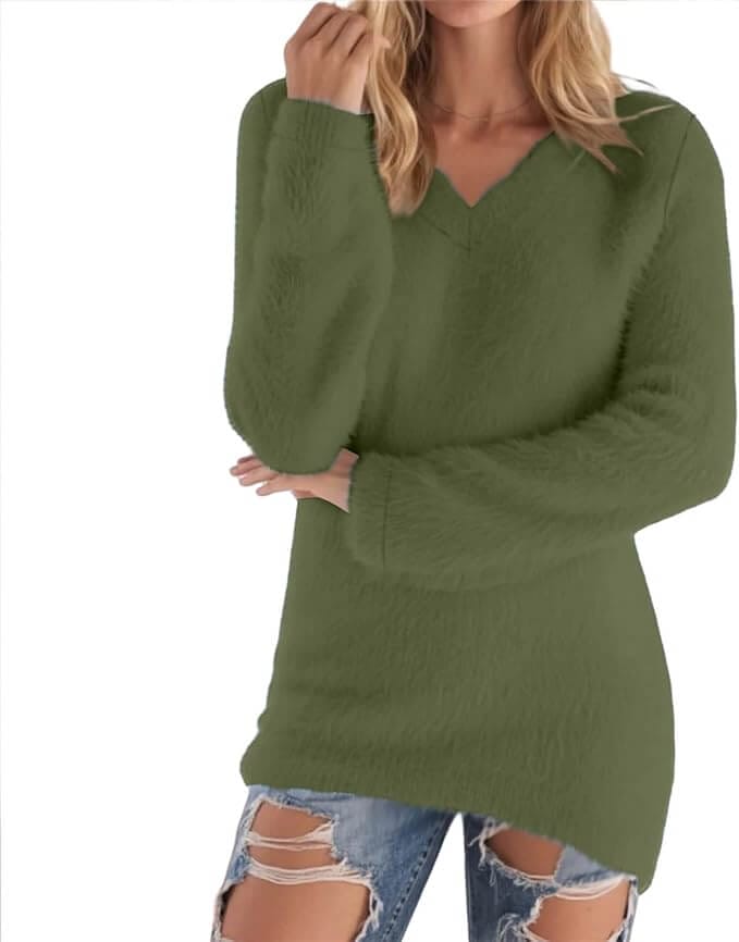 Einfarbiger Pullover für Damen – 50% Rabatt
