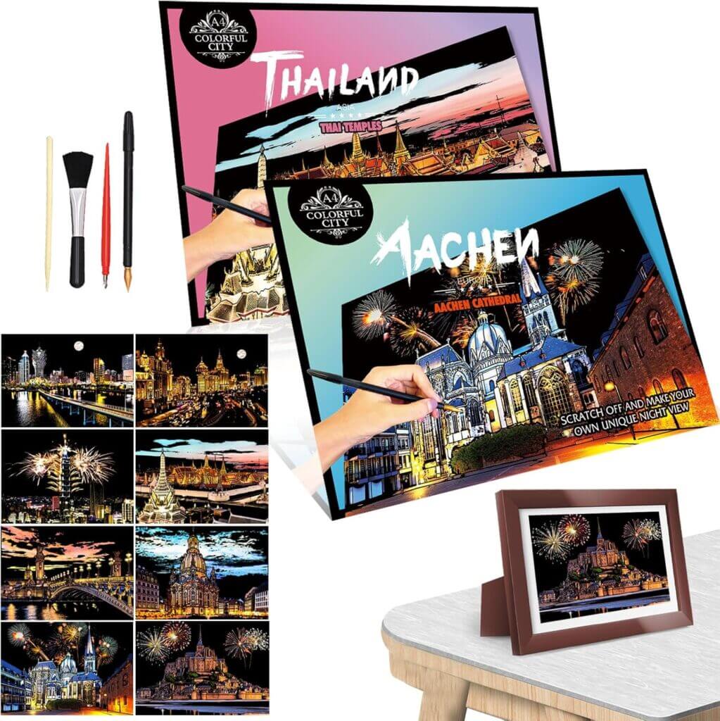 Scratch Painting & Scratch Art für Erwachsene, 8 teiliges Set mit 4 Werkzeugen – 40% Rabatt