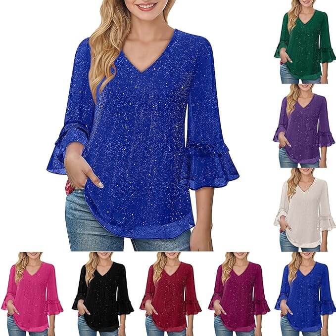 UHouse Glitzer Damen Bluse – 70% Rabatt