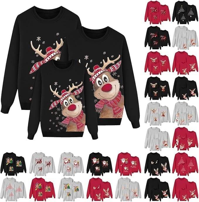 Weihnachtspullover für Familien – 50% Rabatt