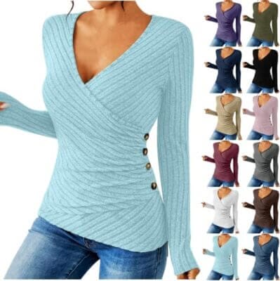 Wickel-Strickpullover Damen