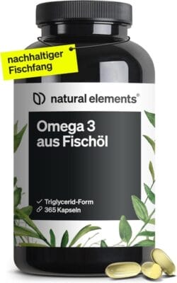 natural elements Omega 3 – 365 Kapseln – 2000mg Fischöl pro Tagesdosis - 30% Rabatt 3 Omega 3 – 365 Kapseln – 2000mg Fischöl pro Tagesdosis
