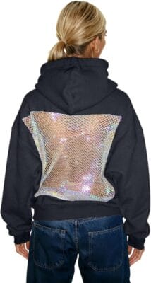 Hoodie Damen Hollow Mesh Rückenfrei mit Netz - 50% Rabatt 2 Hollow Mesh Back pullover