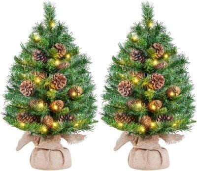 Yaheetech 2er-Set 61 cm Mini Künstlicher Weihnachtsbaum