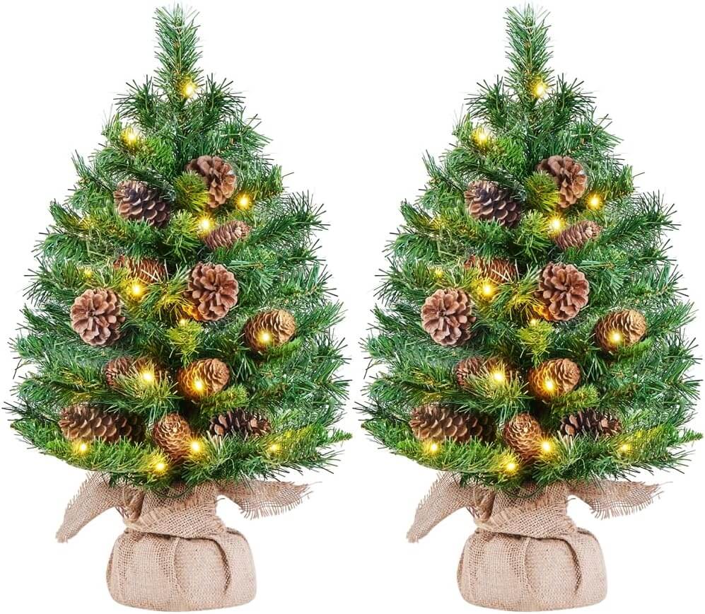 Yaheetech 2er-Set 61 cm Mini Künstlicher Weihnachtsbaum – 32% Rabatt