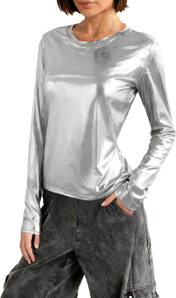 Metallic Langarmshirt – 50% Rabatt