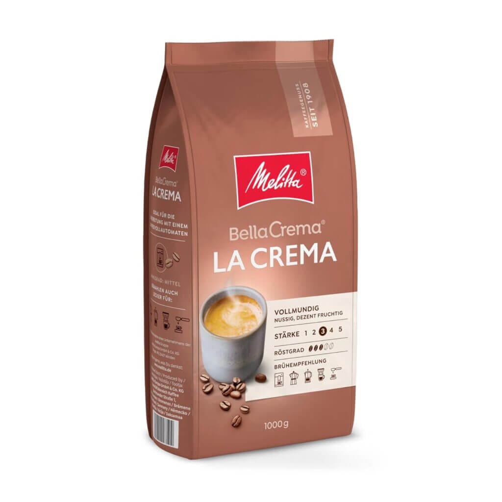 Super Preis: Melitta BellaCrema La Crema ganze Kaffeebohnen 1 kg – 41% Rabatt