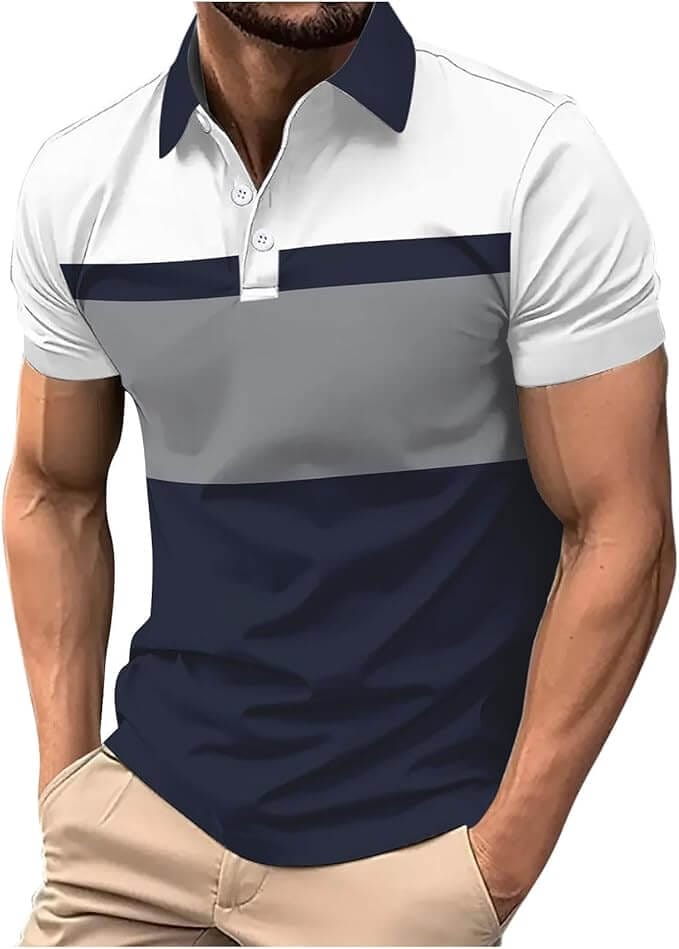 Kurzarm Poloshirt mit Design – 70% Rabatt