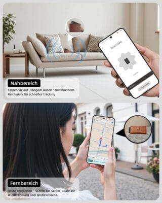 Android Tracking Card für Geldbörse und Koffer