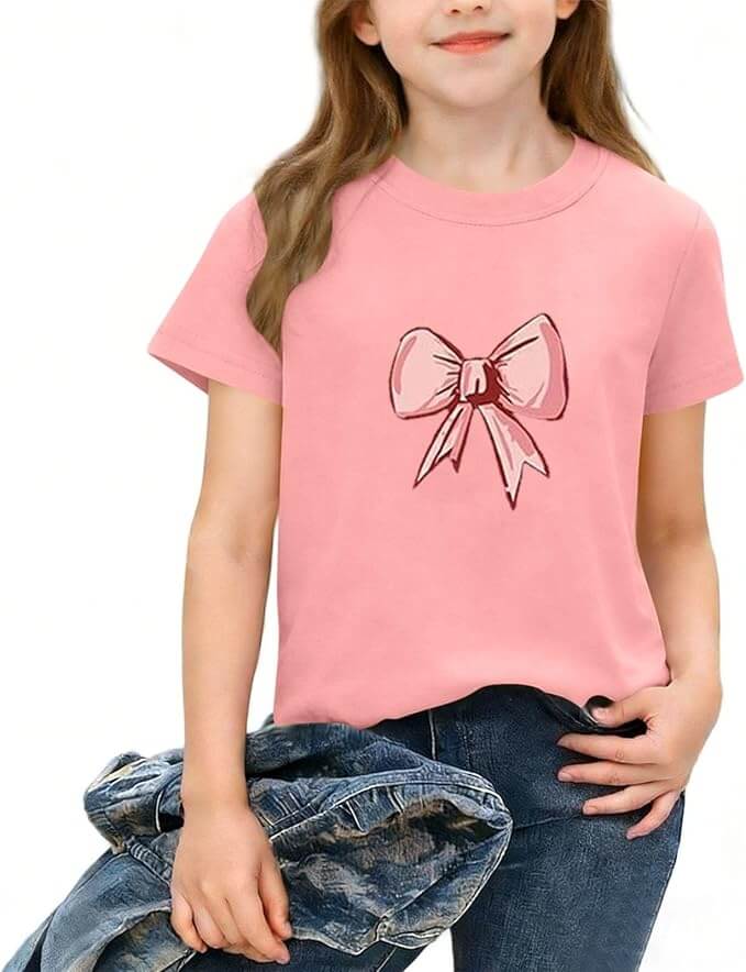 Mädchen T-shirt mit Schleife – 70% Rabatt