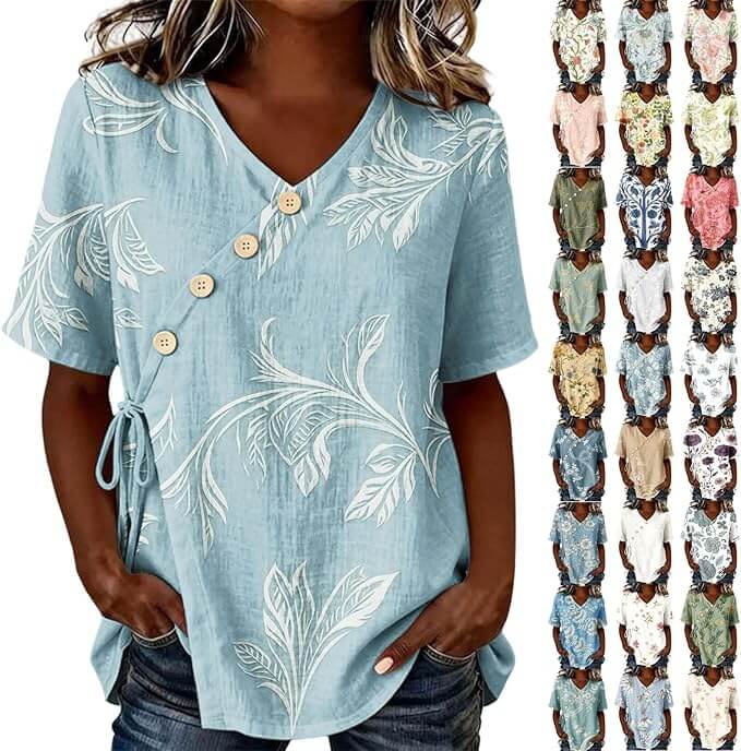 Sommerliche kurzarm Leinenbluse für Damen – 75% Rabatt