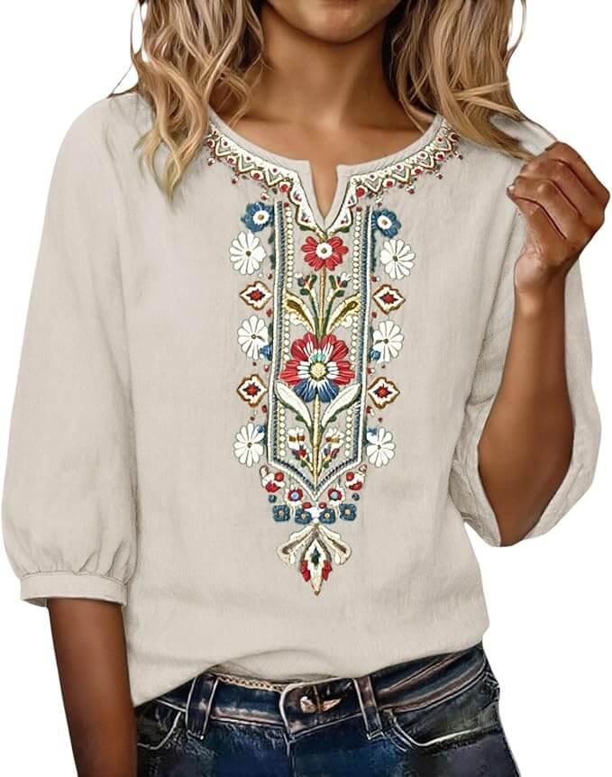 Schicke Damen Bluse mit 3/4 Ärmeln – 50% Rabatt