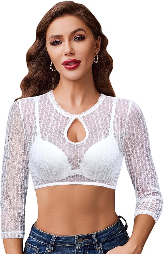 Dirndlbluse aus Spitze für Damen – 60% Rabatt