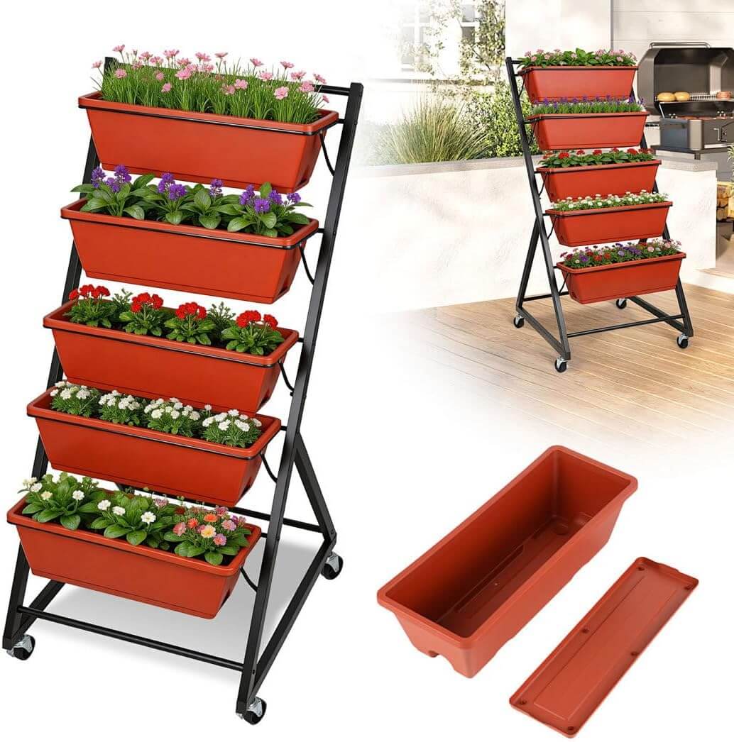 ISOISL Hochbeet mit 5 Etagen und Blumenkästen – 30% Rabatt