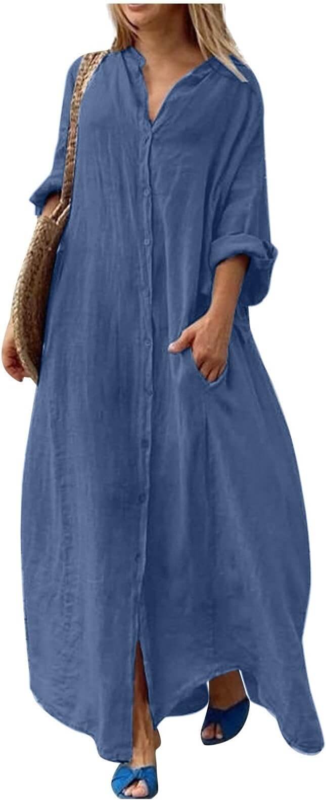 Sommer-Maxikleid für Damen mit V-Ausschnitt – 30% Rabatt