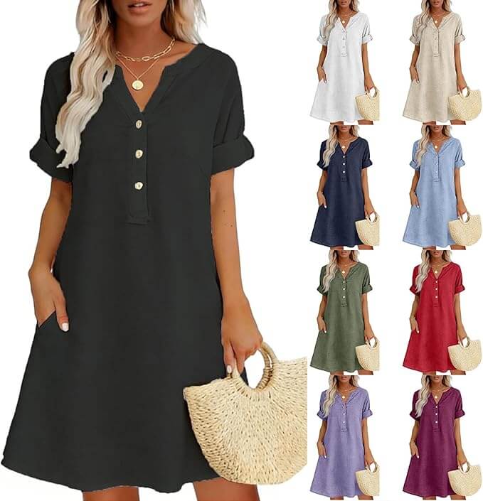 Sommerkleid mit V-Ausschnitt – 50% Rabatt